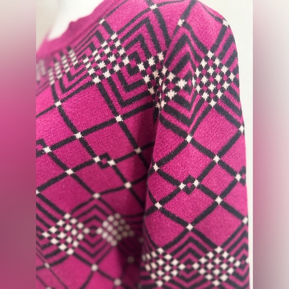 NWOT ANNE KLEIN Women's Argyle Pattern Sweater - Pink - Picture 4 of 12